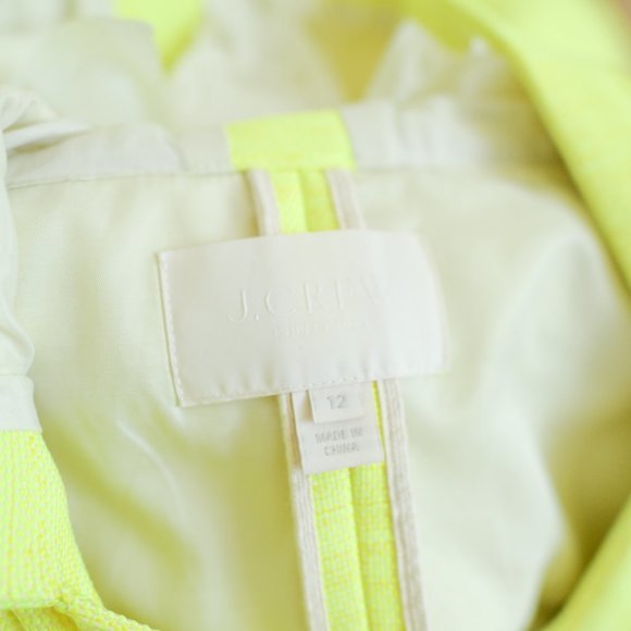 J. CREW COLLECTION Neon Yellow Textured Basket-Weave NWOT Toggle Coat Size 12 - Picture 4 of 16